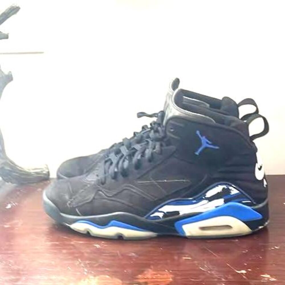 Jordan Air Jordan 6 MVP Mid Top Basketball Sneakers Lace Up Black/Blue Sz 12